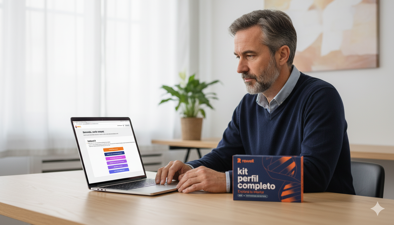 Hombre usando Rewell AI en una laptop