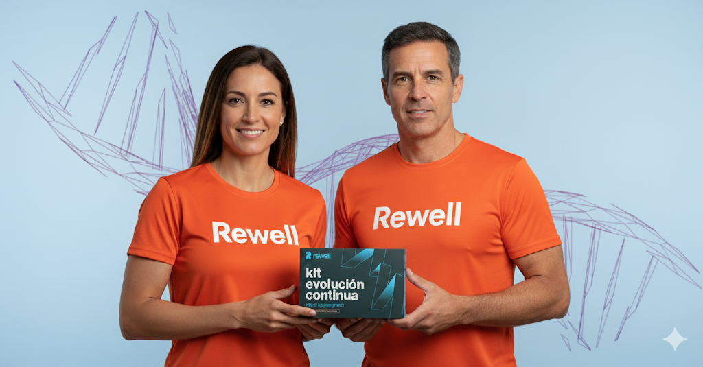 Pareja mostrando el kit Evolución Continua de Rewell